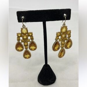 Banana Republic Citrine Yellow Gold Dangle Drop Chandelier Radiant Earrings
